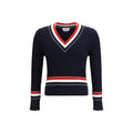 Thom Browne blue cotton sweatshirt with ribbed cuffs and collar, featuring subtle branding details and a relaxed fit.