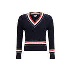 Thom Browne blue cotton sweatshirt with ribbed cuffs and collar, featuring subtle branding details and a relaxed fit.