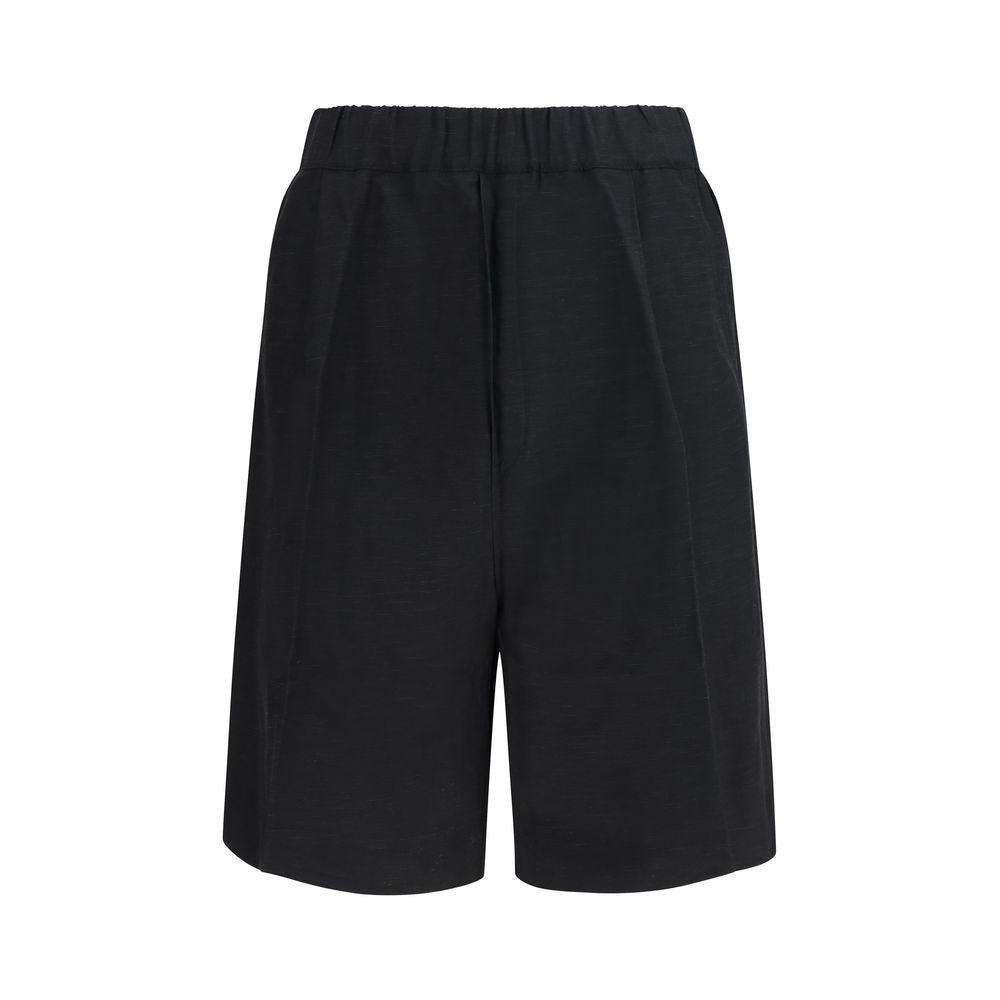 Laneus Black Viscose Bermuda Shorts Laneus
