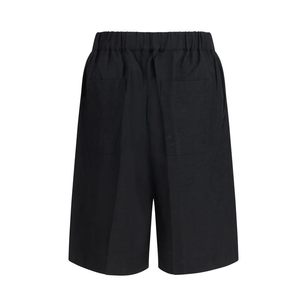 Laneus Black Viscose Bermuda Shorts Laneus