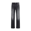 Black cotton straight-leg jeans from MM6 featuring a classic fit and minimalistic design.
