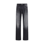 Black cotton straight-leg jeans from MM6 featuring a classic fit and minimalistic design.