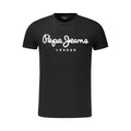 Black cotton men's T-shirt by Pepe Jeans, featuring a classic crew neck and simple design.