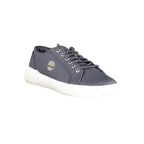 Timberland blue polyester men's sneaker with white sole and laces, casual athletic footwear for everyday wear.