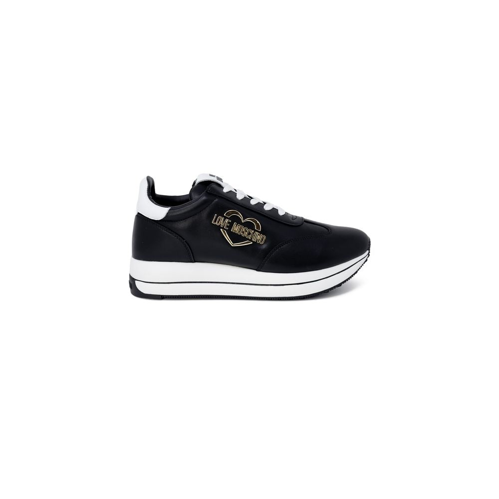 Love Moschino Black Leather Low Top Sneakers Love Moschino