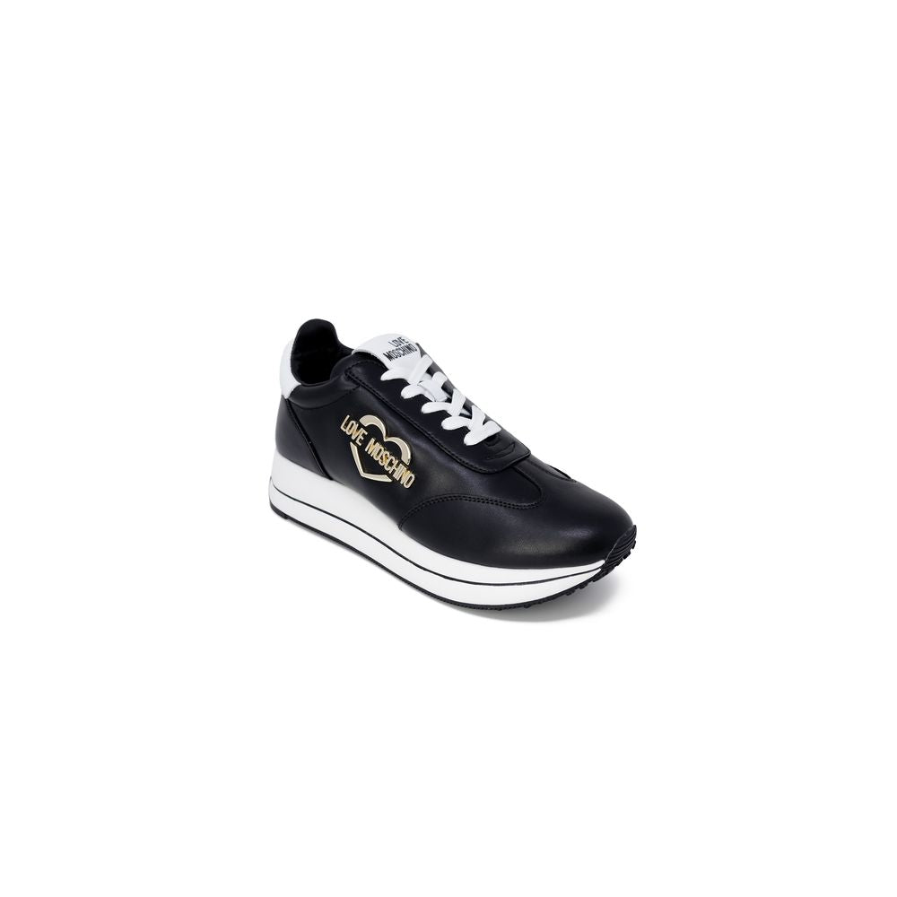 Love Moschino Black Leather Low Top Sneakers Love Moschino