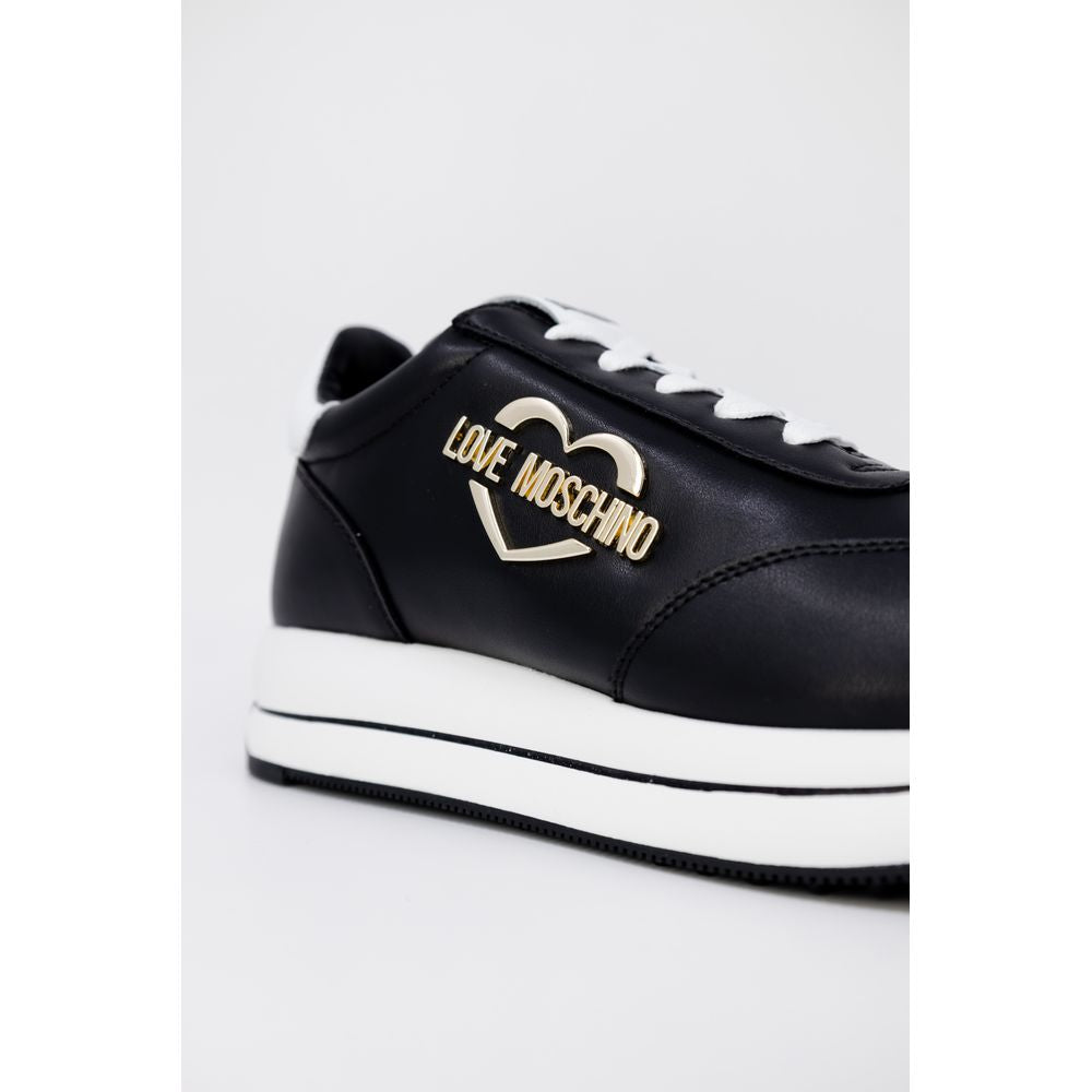 Love Moschino Black Leather Low Top Sneakers Love Moschino