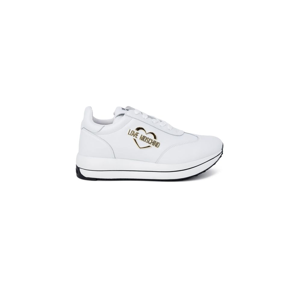 Love Moschino White Leather Low Top Sneakers Love Moschino