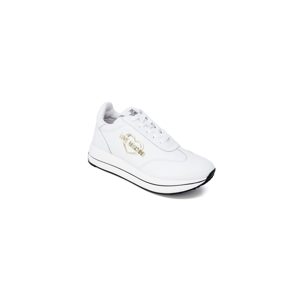Love Moschino White Leather Low Top Sneakers Love Moschino