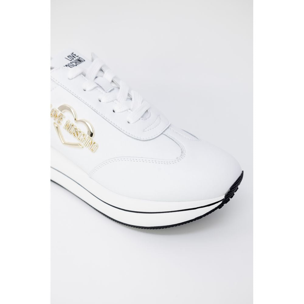 Love Moschino White Leather Low Top Sneakers Love Moschino