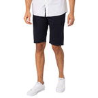Blue cotton Bermuda shorts by Lyle & Scott, featuring a relaxed fit and classic design, shown on a model.