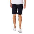 Blue cotton Bermuda shorts by Lyle & Scott laid flat showing the waistband and classic design.