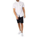 Blue cotton Bermuda shorts by Lyle & Scott, featuring a casual fit and classic design, displayed on a neutral background.