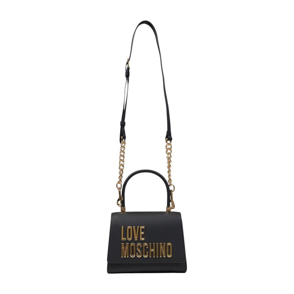 Love Moschino bicolor polyethylene handbag with top handles and logo detail, stylish and functional for everyday use.