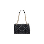 Black Love Moschino polyethylene handbag with structured design and silver-tone hardware, featuring the brand’s logo detail.