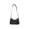Love Moschino black polyethylene handbag with silver hardware and top handle, stylish and modern accessory for casual or evening wear.