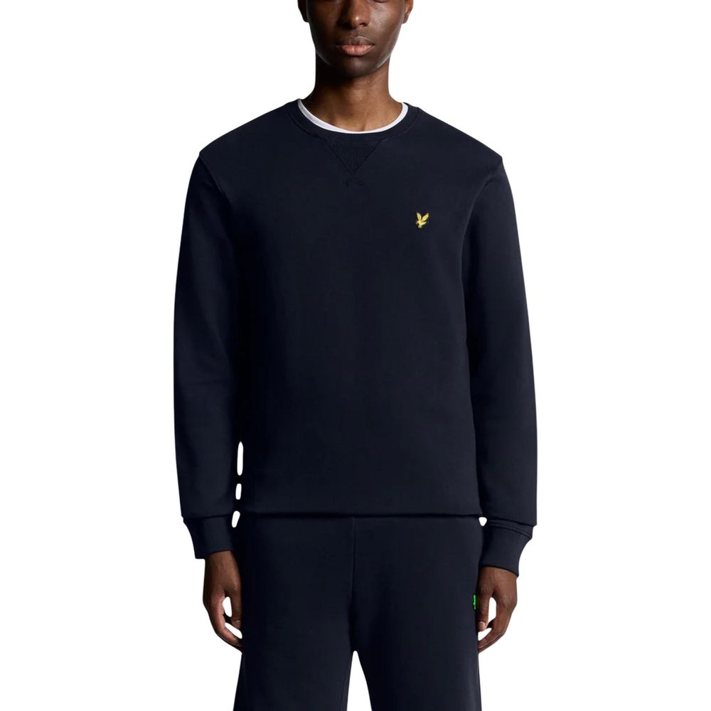 Blue cotton sweatshirt by Lyle & Scott with ribbed cuffs and crew neckline, casual and comfortable for everyday wear.
