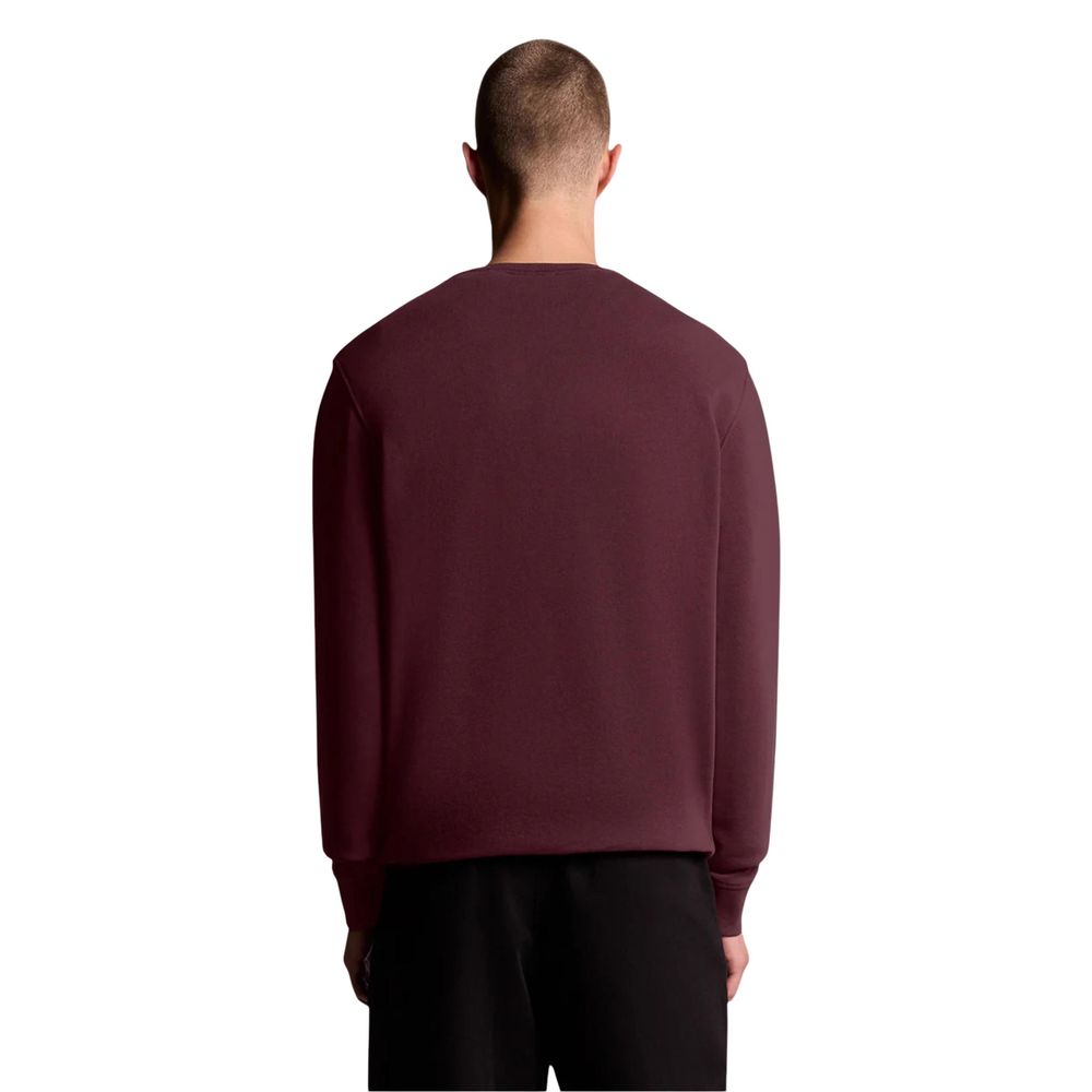 Lyle & Scott Bordeaux cotton sweatshirt with ribbed cuffs and collar, featuring the iconic eagle logo on the chest.