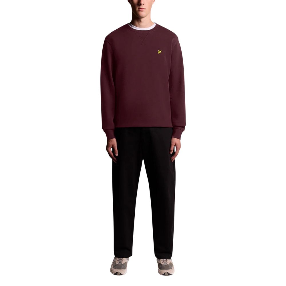 Lyle & Scott Bordeaux cotton sweatshirt with crew neck and ribbed cuffs, showcasing a casual fit and classic logo design.