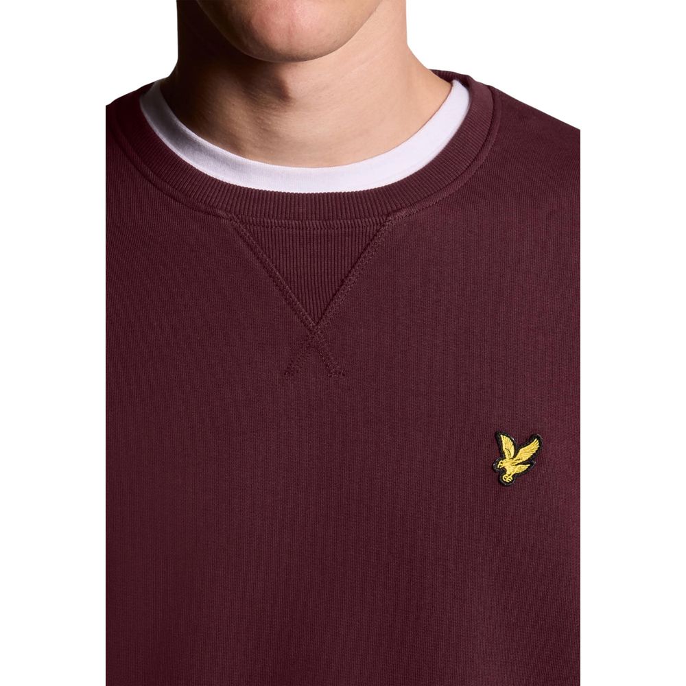 Lyle & Scott Bordeaux cotton sweatshirt with crew neck and ribbed cuffs, displayed flat on a white background.