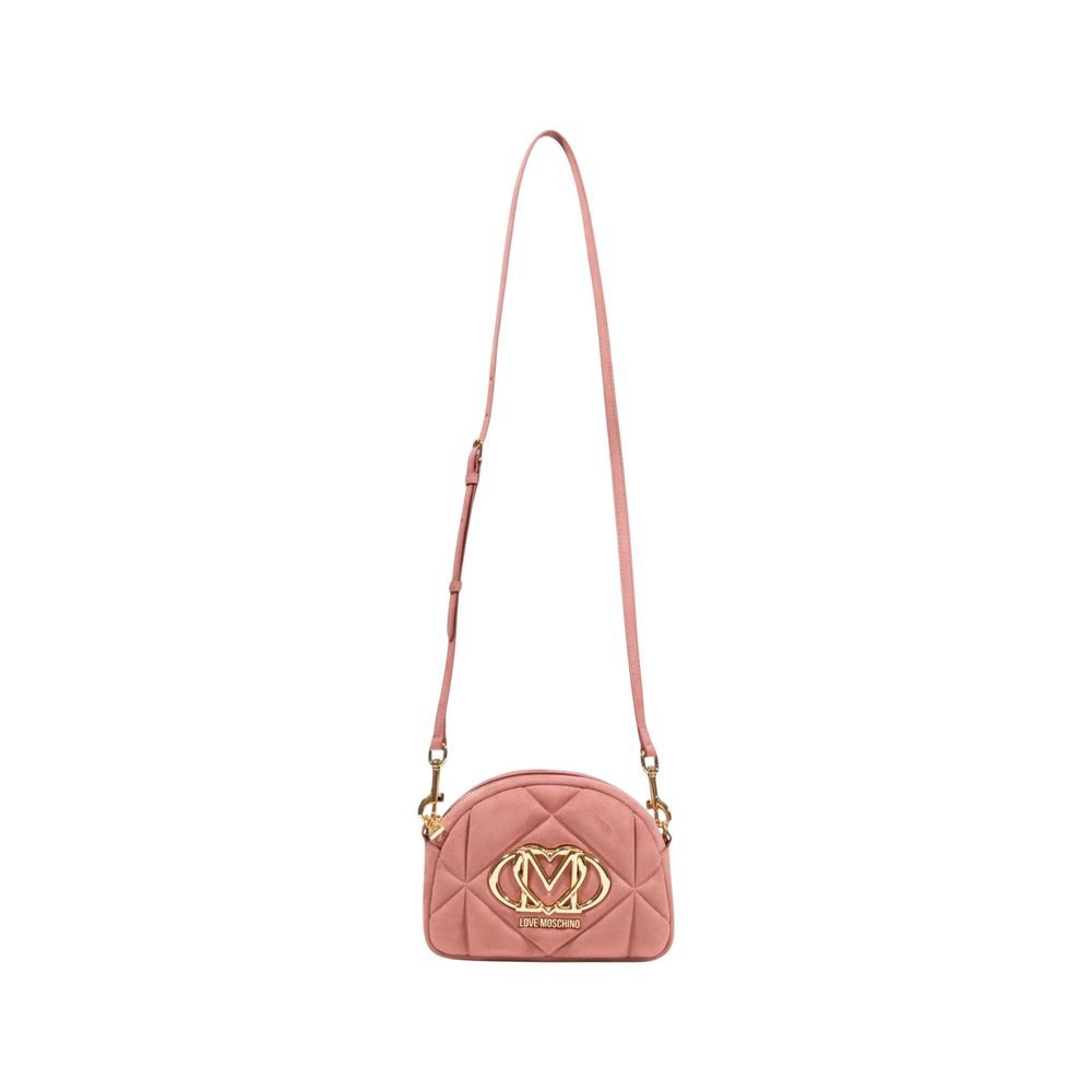 Love Moschino Pink Suede Leather Handbag Love Moschino