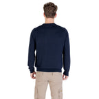 Lyle & Scott blue cotton sweatshirt with ribbed cuffs and collar, featuring the iconic eagle logo on the chest.