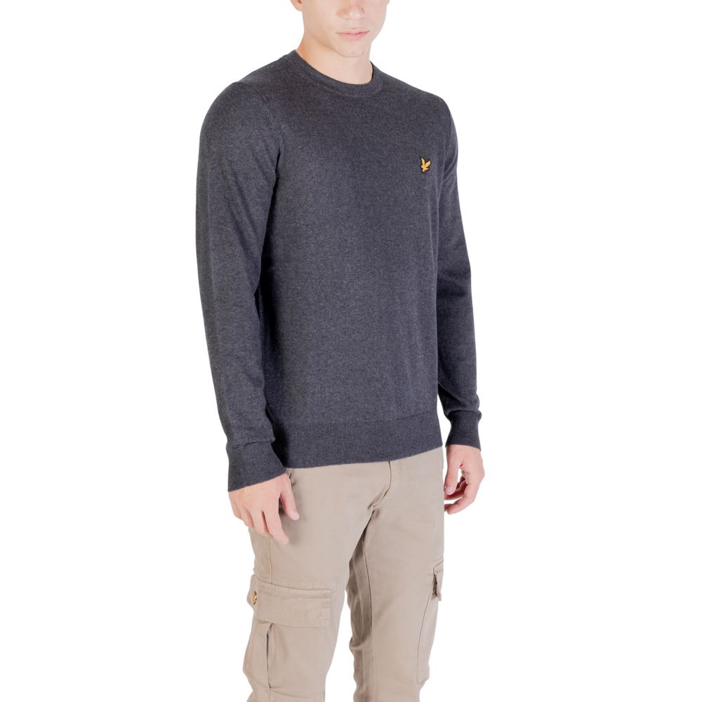 Gray cotton sweatshirt by Lyle & Scott with ribbed cuffs and neckline, featuring the brand's iconic eagle logo on the chest.