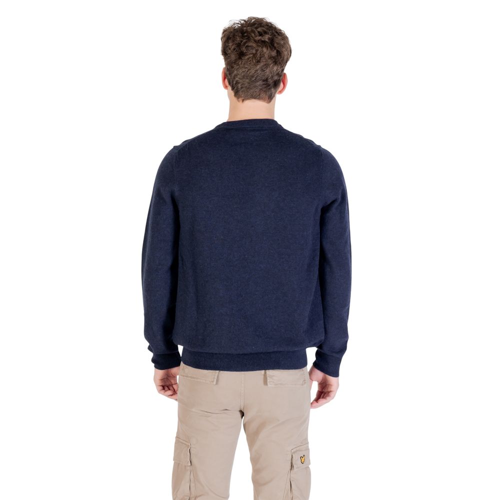 Blue nylon sweatshirt from Lyle & Scott with a classic fit and ribbed cuffs, displayed on a hanger.