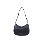 Black Love Moschino polyethylene handbag with structured design and top handle, featuring the brand logo on the front.