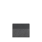 Ferragamo gray calf leather Bos Taurus wallet with multiple card slots and sleek design, showcasing fine craftsmanship.