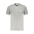 Calvin Klein Grigio cotton men's T-shirt displayed flat, showcasing classic crew neck and soft fabric for casual wear.
