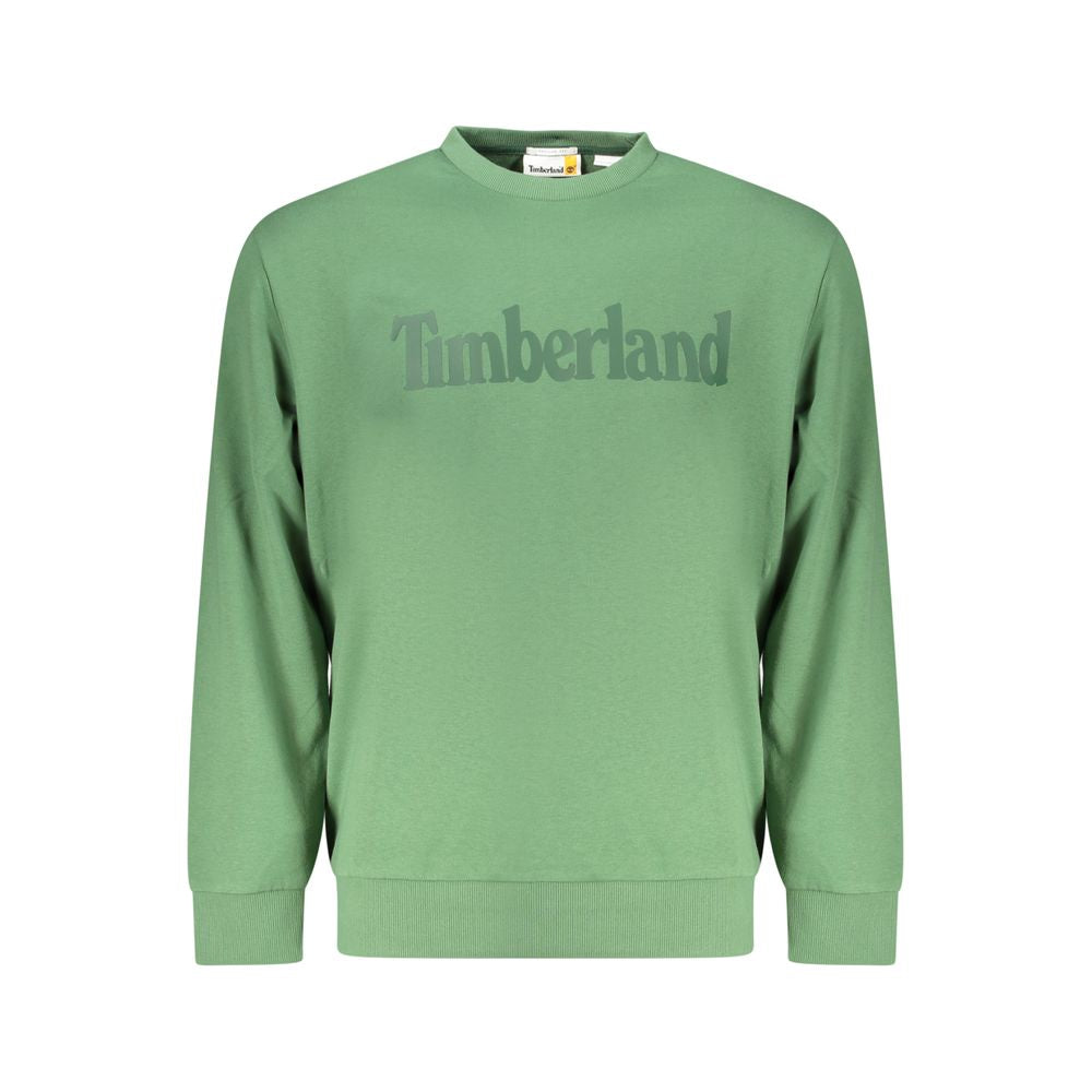 Timberland Verde cotton men's sweatshirt with crew neck and long sleeves, in green color, casual and comfortable fit.