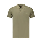 Timberland Verde cotton men's polo shirt in green, featuring a classic collar and short sleeves, displayed on a neutral background.