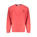 Timberland red cotton men's sweatshirt with crew neck and long sleeves, casual and comfortable clothing for men.