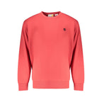 Timberland red cotton men's sweatshirt with crew neck and long sleeves, casual and comfortable clothing for men.