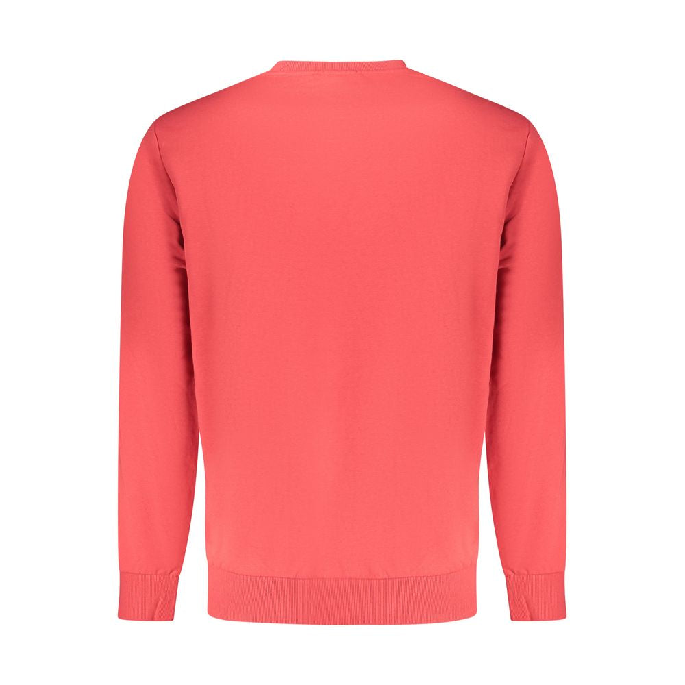 Timberland red cotton men's sweatshirt with long sleeves and crew neckline, casual and comfortable for everyday wear.