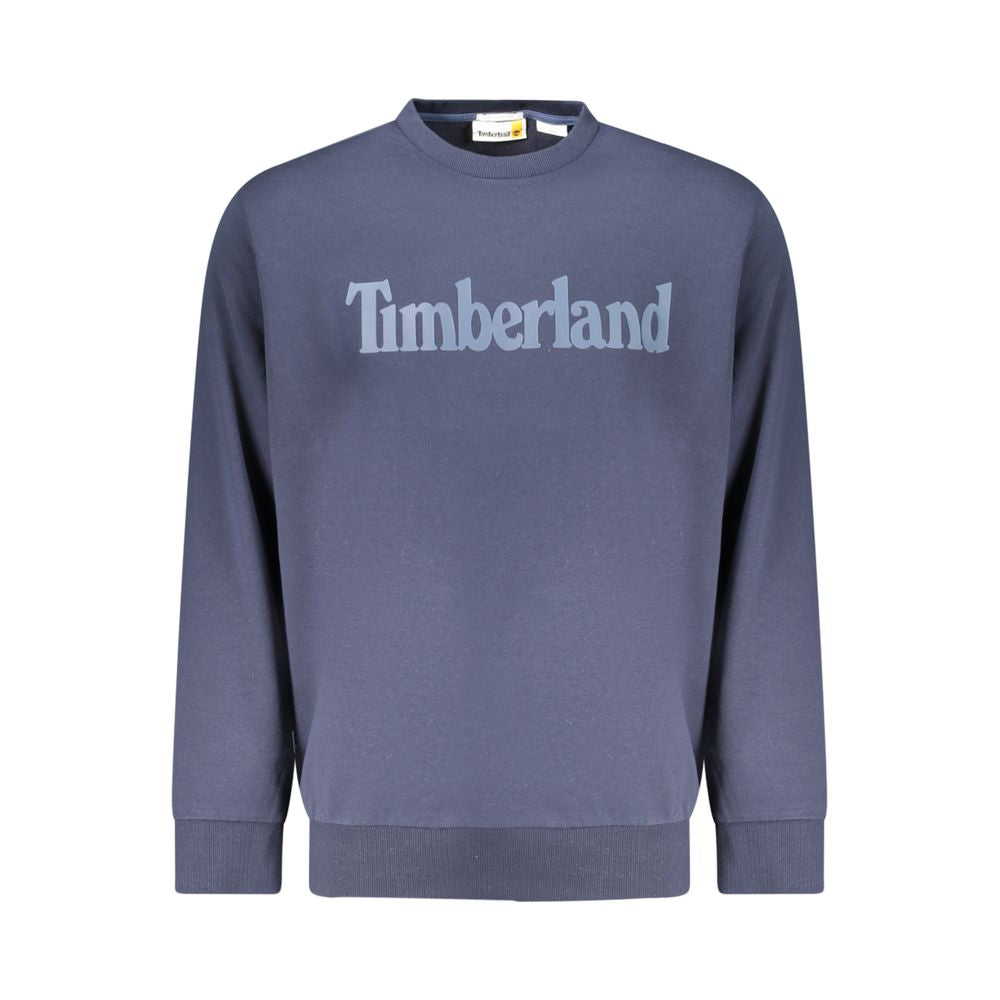 Timberland blue cotton men's sweatshirt with crew neck and long sleeves, casual style and comfortable fit.