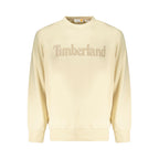 Beige Timberland cotton men's sweatshirt with crew neck and long sleeves, casual style and comfortable fit.