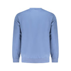 Timberland blue cotton men's sweatshirt with ribbed cuffs and crew neckline, casual apparel for everyday wear.