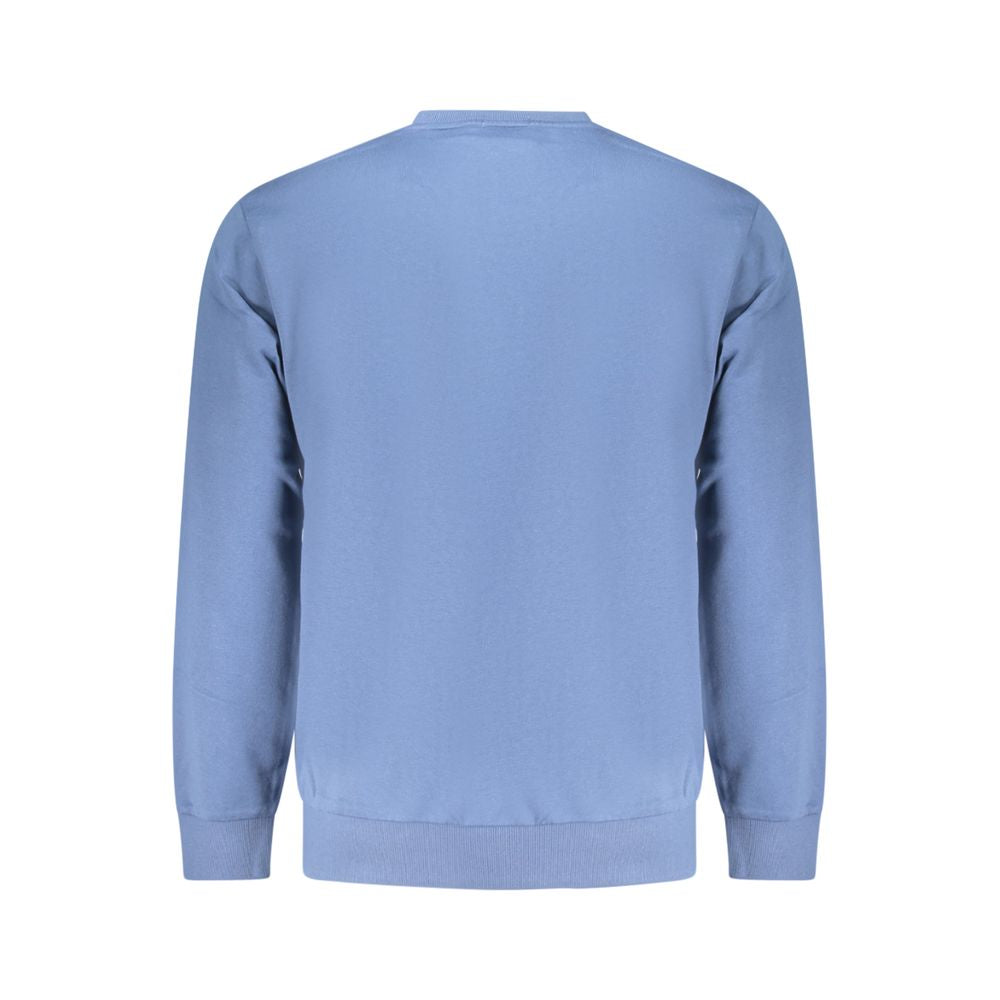 Timberland blue cotton men's sweatshirt with ribbed cuffs and crew neckline, casual apparel for everyday wear.