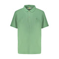 Timberland Verde cotton men's polo shirt with a classic collar and short sleeves, in green color, displayed on a hanger.
