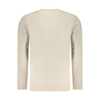 Hugo Boss beige cotton men's sweatshirt with a classic crew neck and subtle branding, displayed on a plain background.