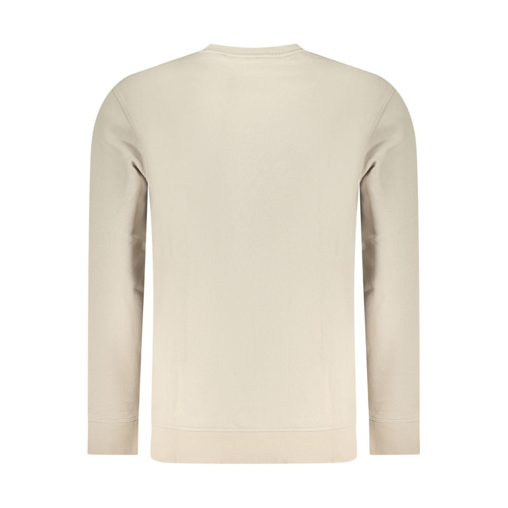 Hugo Boss beige cotton men's sweatshirt with a classic crew neck and subtle branding, displayed on a plain background.