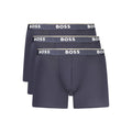 Hugo Boss blue cotton men's boxer shorts with elastic waistband and logo detail, comfortable and stylish underwear for men.