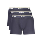 Hugo Boss blue cotton men's boxer shorts with elastic waistband and logo detail, comfortable and stylish underwear for men.