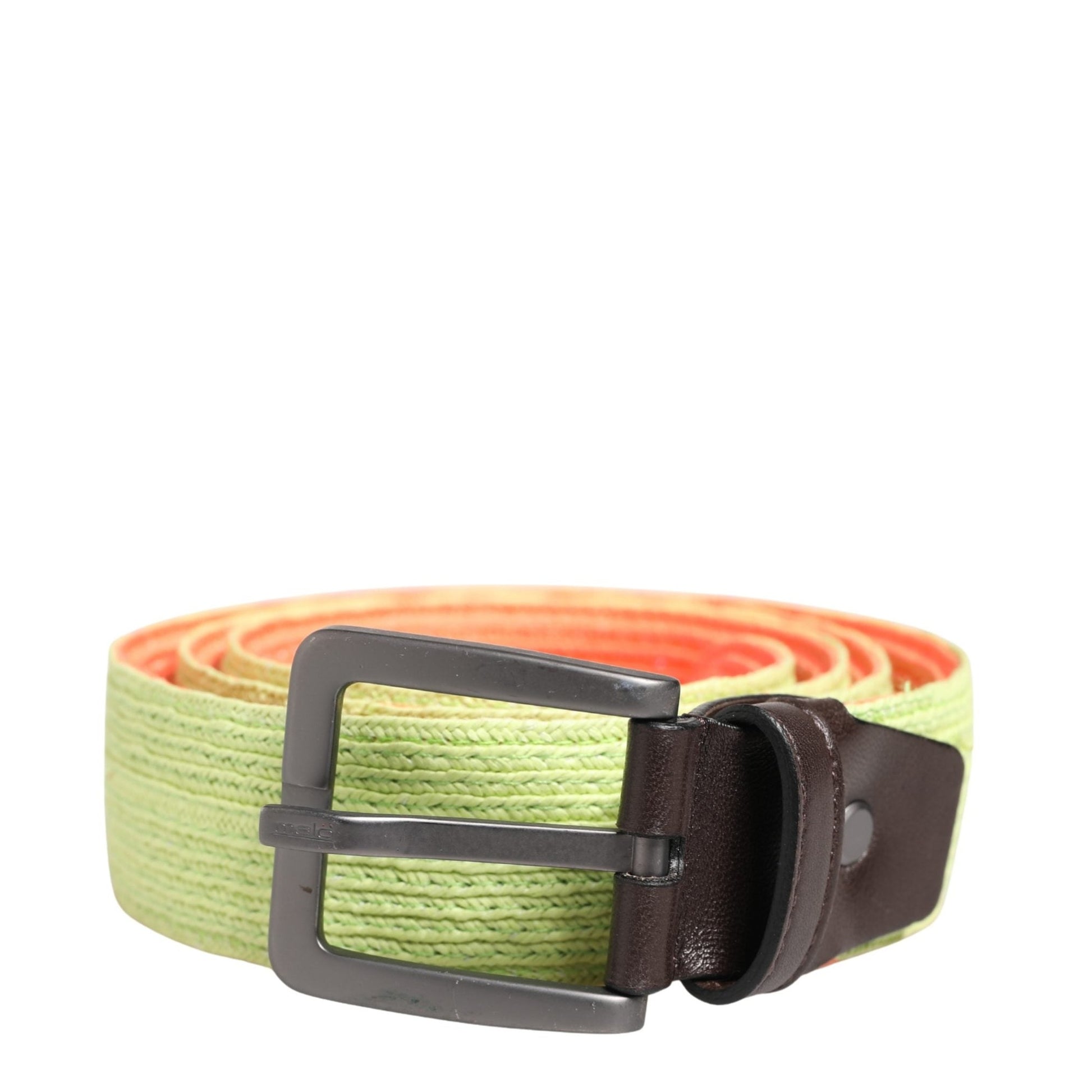 Malo Green Orange Braided Metal Buckle Waist Cintura Belt