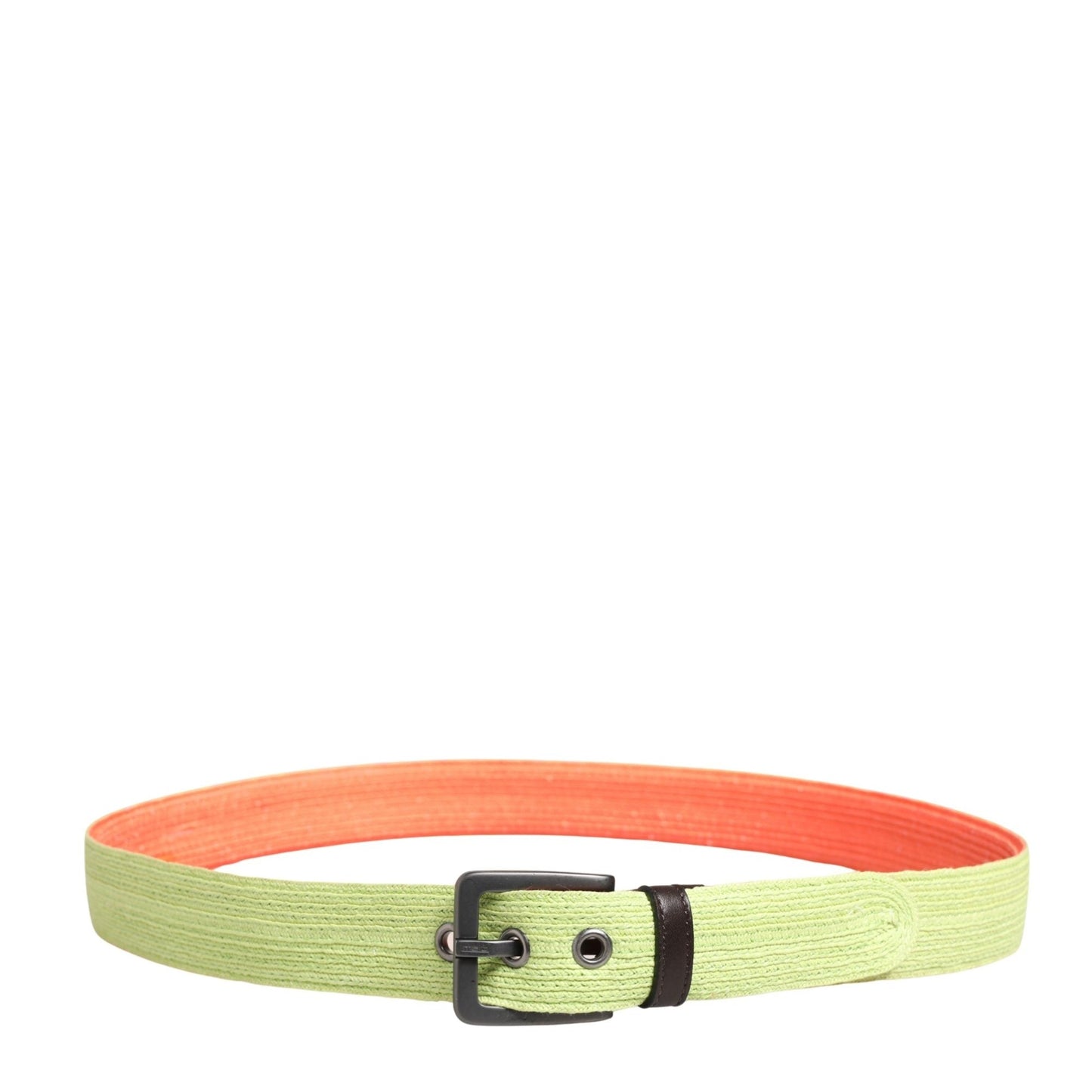 Malo Green Orange Braided Metal Buckle Waist Cintura Belt