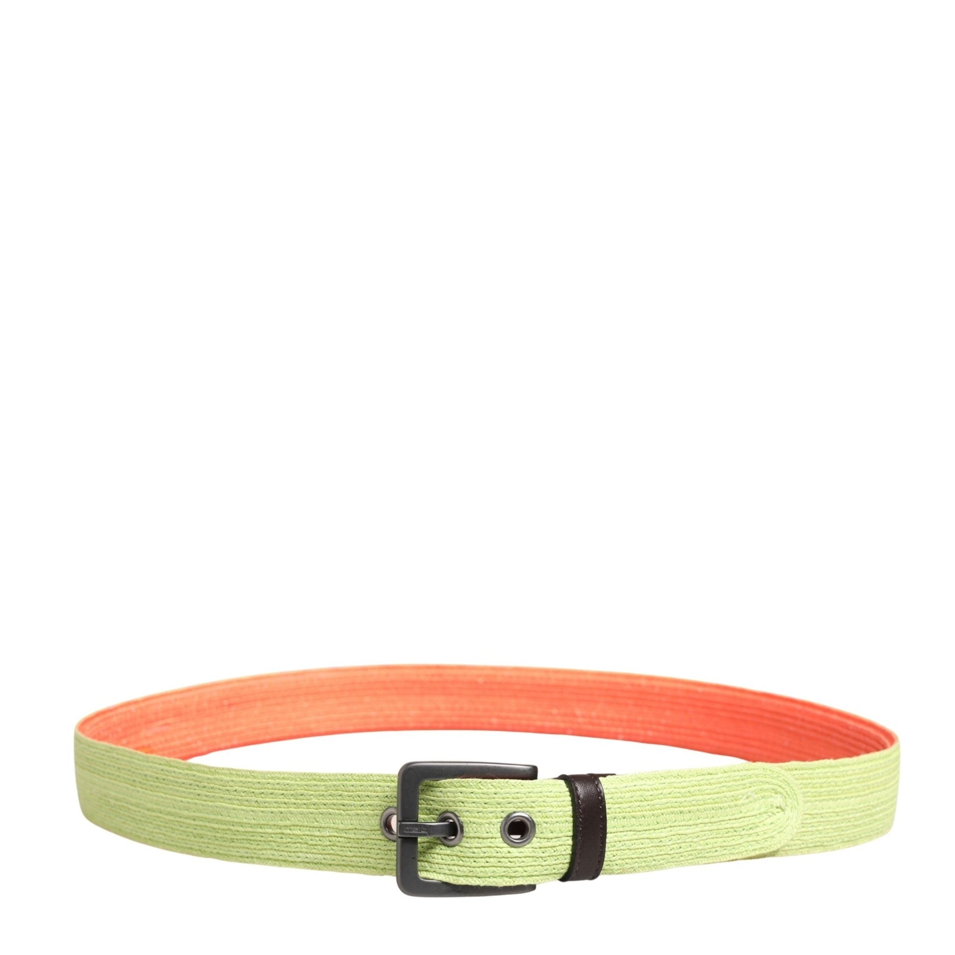 Malo Green Orange Braided Metal Buckle Waist Cintura Belt