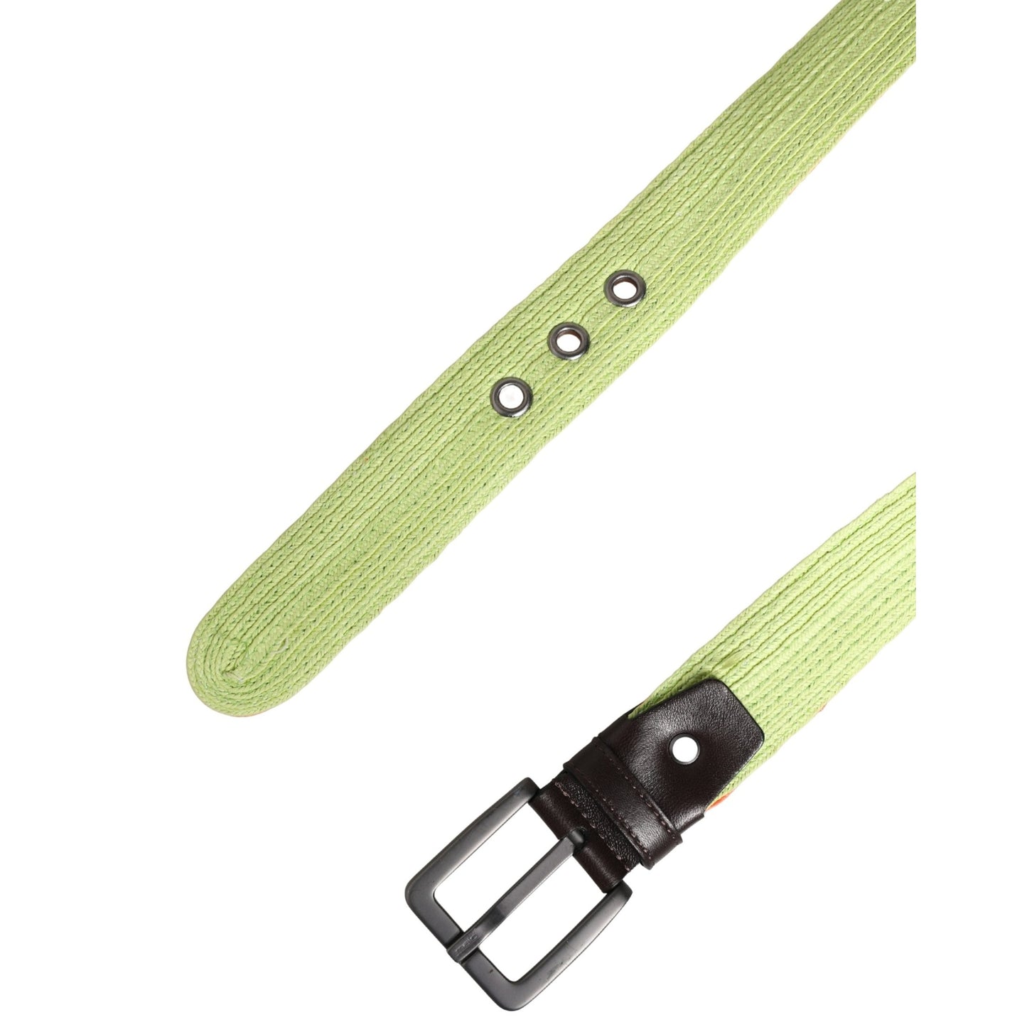 Malo Green Orange Braided Metal Buckle Waist Cintura Belt