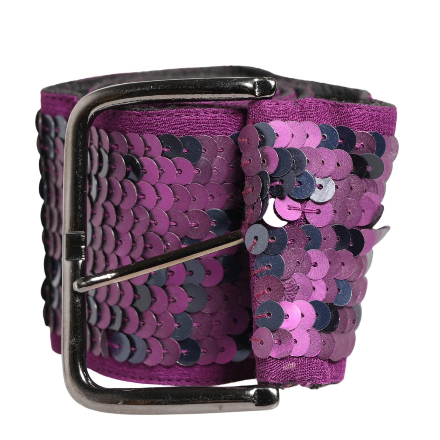 GF Ferre Women Purple Sequined Silver Metal Buckle Belt
